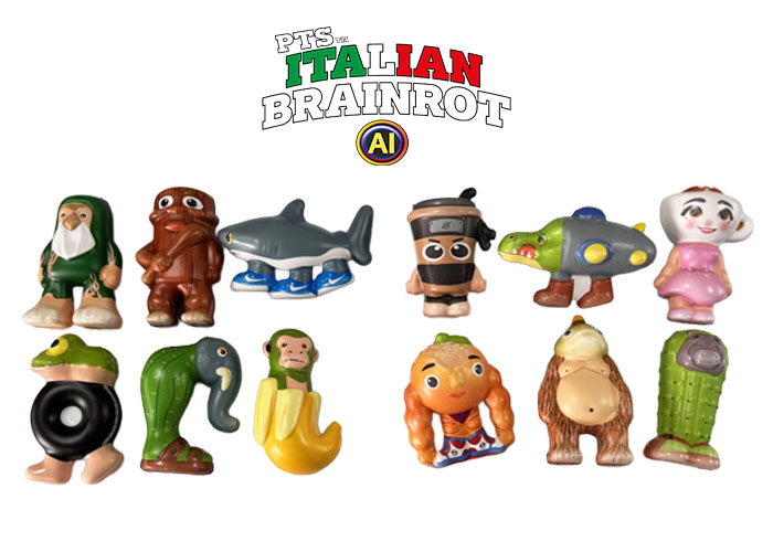 ITALIAN BRAINROT AI Personaggi Squishy 10cm c/hangtag 12ass In display da 12pz…x12…x